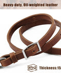 Heavy Harness Leather Western Roper Rein For Horses With Barrel Reins And Round Trail Rein Stainless Steel Hardware Rich Brown