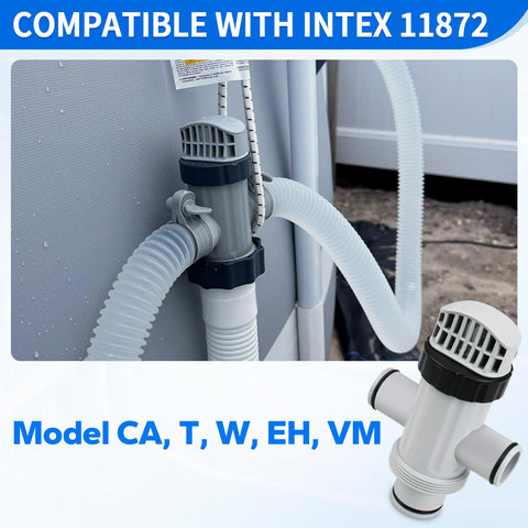 Dual Split Hose Plunger Valve For Intex Above Ground Pools And Pumps Replacement Pool Part Attachment installed on pool