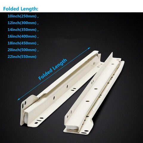 Rock Solid Heavy Duty Drawer Slide Rails For Wooden Cabinets And Dressers Two Piece Full Extension Hardware view showcasing folded lengths.