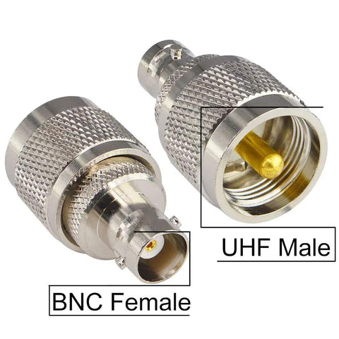 Close-up of BNC Female to UHF Male in 4 Type BNC to UHF Adapter Kit Gender Changer Set With BNC Male To UHF Female And BNC Female To UHF Male Pairs