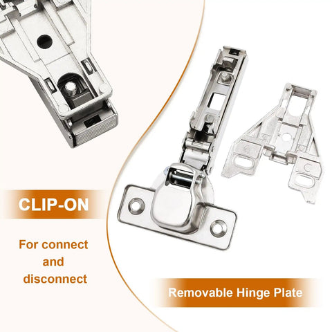 Face Frame Cabinet Hinges 105 Degree Concealed No Fuss Brushed Satin Nickel 35mm Cup 14 To 22mm Door Thickness Full Overlay 2 Pack With Mounting Screws Easy Install For Your American Kitchen Cabinets - clip-on design with removable hinge plate.