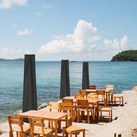 Waterproof Patio Umbrella Cover For 7 To 9 Foot Outdoor Market Umbrellas With Zipper And Rod shielding against scenic seaside