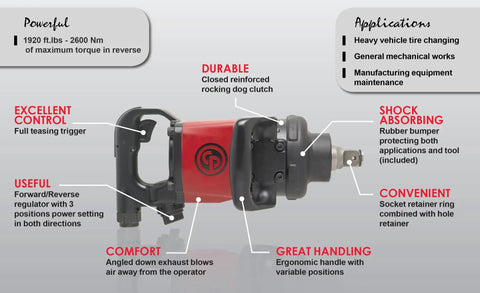Heavy Knuckle Bustin Pneumatic Impact Wrench Dropping 1920 Ft Lbf At 5200 Rpm For Shop Dogs And Mechanics Who Demand Raw Torque Beast Performance With Six Inch Extended Anvil And Quick Lock Dog Ring