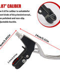 Universal 2.2cm Bike Brake Levers Aluminum Alloy VBrake Handlebar Set For Most Mountain And Road Bikes 1 Pair Silver with measurements