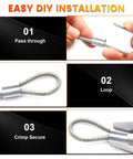 Installation steps for 1/16 Inch 7x7 Stainless Steel Wire Rope Kit 165FT Cable With 50 Aluminum Sleeves.