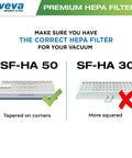 Comparison of Three Pack Premium Vacuum HEPA Filter Set For Miele S Series And Compact Canister Models, SF-HA50 vs SF-HA30 filters.
