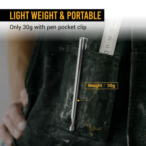 Stainless Telescoping Magnetic Pickup Tool With Pocket Clip Extends To 25.2 Inches And Delivers A 1 Pound Pull Perfect For Dads Builders And Makers To Grab Metal Parts Tools Or Lost Screws On The Go