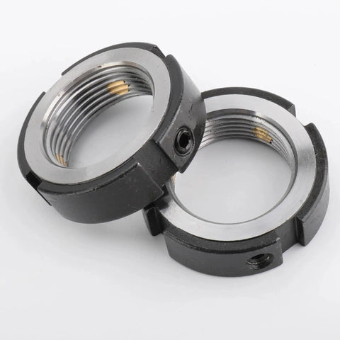 Premium M10 Through M25 Round Lock Nuts With Fine Threads Fit For Ballscrew 1605 2005 2505 3205 Milling Router Use Stainless Steel And Corrosion Proof Design That Is Totally Epic, showing detailed close-up of stainless steel threaded nuts.
