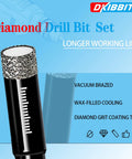 Close-up of a diamond-coated drill bit from Eight Pack Diamond Drill Bits Set For Granite Ceramic Marble Tile Glass With Wax Lubricant.
