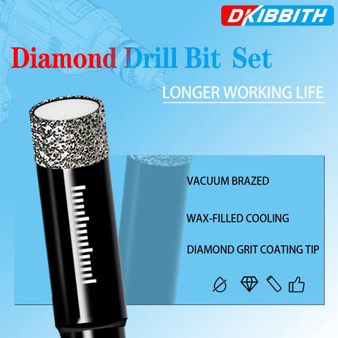 Close-up of a diamond-coated drill bit from Eight Pack Diamond Drill Bits Set For Granite Ceramic Marble Tile Glass With Wax Lubricant.
