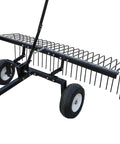 Pine Straw Rake and Lawn Sweeper 60 Inch Wide Steel Leaf Collector Attachment with 24 Spring Tines for ATV UTV or Utility Tractor