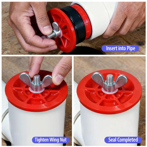 2 Inch Mechanical Test Plug For Pressure Testing And Temporary Sealing End Of Pipe Gripper Kit 2 Pack installed in white pipe