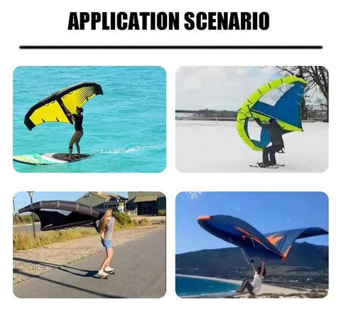 Inflatable Wing Foil For Wing Foil Kitesurfing Handheld Inflatable Surf Wing Kitesurfing Inflatable Foil Kite Wind Wings For Adult Beginners Water Sports Durable Waterproof Wear Resistant Easy Inflate Design in various scenarios including water and land.