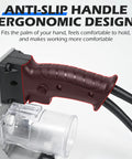 Anti-slip ergonomic handle design of Badass Manual Mortise And Tenon Jig For Routers for comfortable woodworking use.