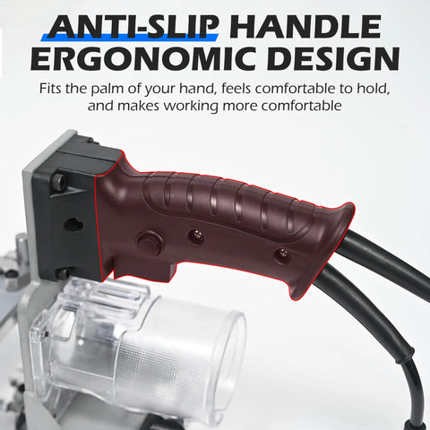 Anti-slip ergonomic handle design of Badass Manual Mortise And Tenon Jig For Routers for comfortable woodworking use.