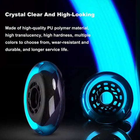 Glowing transparent blue Inline Skate Wheel Replacement Set 72mm 76mm 80mm Ultra Durable 90A PU Wheels For Inline Skates
