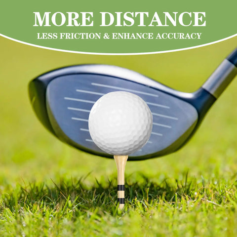 Biodegradable Bamboo Golf Tees Three And One Quarter Inch, 100 Pack holding golf ball before club