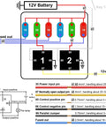 Wiring diagram for 12V Pre Wired Fuse Relay Box With Two 4 Pin 80A Relays And Six ATC ATO Blade Fuses for cars trucks jeeps.