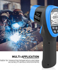 Laser Temp Gun Pyrometer With 16 To 1 Distance To Spot, Ultra Fast 0.25 Second Readout, -58 To 2480 F Range, Industrial Infrared Thermometer For Furnace And Smelting, Laser Aiming, Not For Human Temperature, handheld blue black plastic