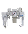 Dual Air System One Quarter Inch NPT With Air Filter Regulator Lubricator 0 To 150 Psi Gauge front view