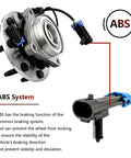 Beefy Front Wheel Hub Bearing Assembly Fits 2007-2010 Chevy Silverado 2500HD 3500HD with ABS sensor and 8 bolts, side view.