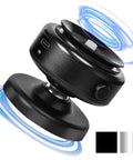 Angled front view of a black 360-degree rotatable car magnetic phone holder with suction mount