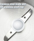 Close-up of stainless steel blade in 304 stainless steel cup, part of Electric Herb Grinder With Large Capacity And Beast Mode Fast Grinding.