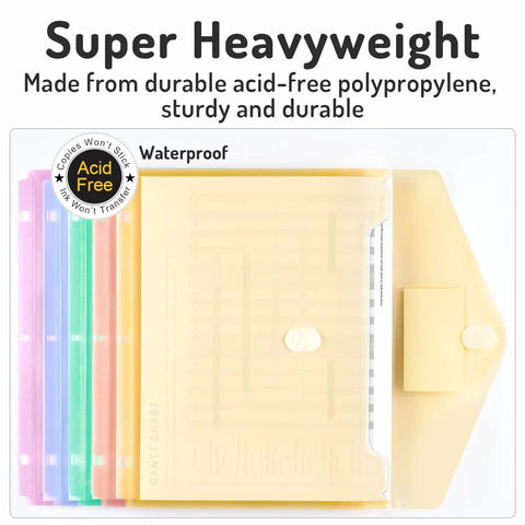 10 Pack Heavyweight Binder Pockets With Tight Closures Side Loading For 3 Ring Binders Built To Last Pro Grade Plastic Folders And Dividers In Pastel Colors Letter Size Easy Clip And Organization Essentials displayed in various pastel colors.