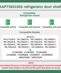 Refrigerator model compatibility chart for Right Door Refrigerator Shelf Basket Bin Assembly Replacement Part For LG Kenmore Sears Models.