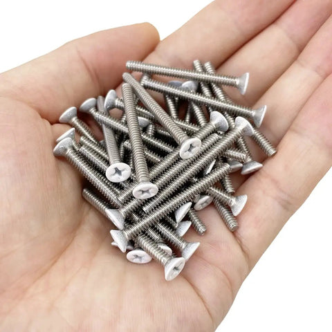 Heavy Duty Extra Long Outlet Mounting Screws Forty Piece Pack Six Thirty Two Gauge One And Half Inch Reach in hand.