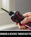 Hand holding Twist 2.0 Dope Rechargeable 4V Screwdriver With Pivoting Head And Lock Three Torque Settings USB C Charging Cable