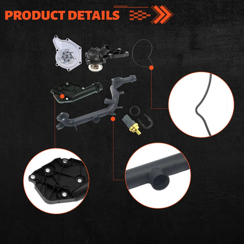 Top Shelf Cooling System Kit With Heavy Duty Water Pump Seals And Precision Thermostat For Audi A4 A5 Quattro Q5 V6 engine components layout.