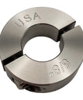 Straight Up Slick Two Piece Split Shaft Collars Made From Rock Solid 303 Stainless Steel Offering Badass Clamping Grip For Heavy Duty Shafts With A Precise 0.625 Inch Bore And Comes Dope With Matching Screws For Fast DIY Installations - Close-up view showcasing the split collar design.