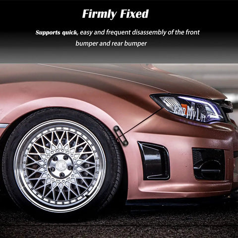 Beefy Bumper Quick Release Kit 14 Piece for front and rear bumpers displayed on a car with visible wheel and fasteners.
