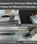 Close-up of 24 Inch Conveyor Belt Lacing Tool With Wire Hook Buckle Splice Fasteners Manual Roller Lacer components.