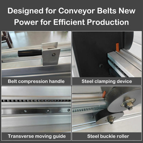 Close-up of 24 Inch Conveyor Belt Lacing Tool With Wire Hook Buckle Splice Fasteners Manual Roller Lacer components.
