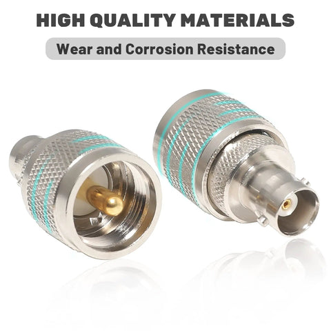 BNC Female To UHF Male PL259 RF Coaxial Adapter 2 Pack For CB Ham Radios Coax Connectors Great For Antennas WiFi Routers