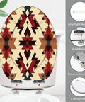 Elongated Resin Toilet Seat for Bathroom with patterned design, 14.5" x 18.5", stainless steel hinge, fits most toilets.