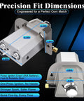 Precision dimensions of gas burner attachment for Karu 12 pizza ovens, converts to propane heat fast, with valve hose and screws.