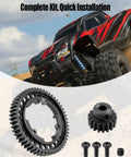 54T Hardened Steel Spur Gear And 18T Pinion Gear Set For Traxxas RC Cars with black screws and RC truck background