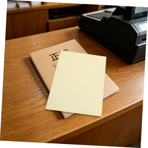 Two Part Carbonless Paper Writing Pads For Handwritten Notes And Duplicate Copies, A4 Size White And Yellow Office Paper, Portable 50 Set Note Pads For Quick Orders, Invoices, And Payments In Office Or Retail, on wooden counter