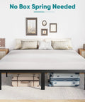 Full Size Metal Platform Bed Frame With Underbed Storage showcasing support for no box spring, featuring storage space under mattress.