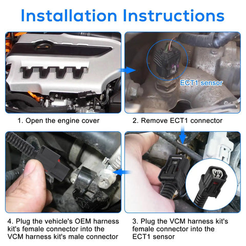 Honda 3.5L V6 VCM Control Harness Plug And Play Engine Management Module installation instructions with engine parts