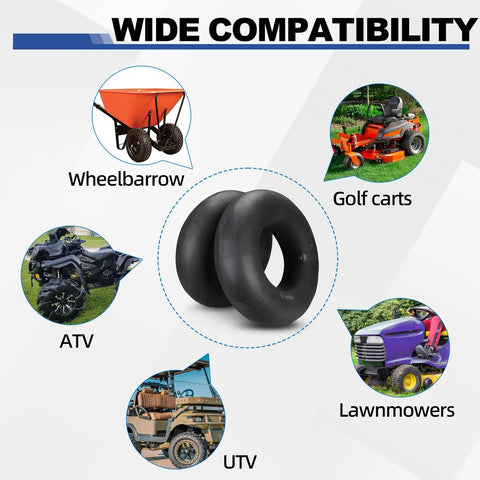Two Pack 25x8x12 ATV UTV Inner Tubes Heavy Duty Butyl Rubber With TR6 Metal Valve Stem Fits 25x8-12 25x9-12 Tires