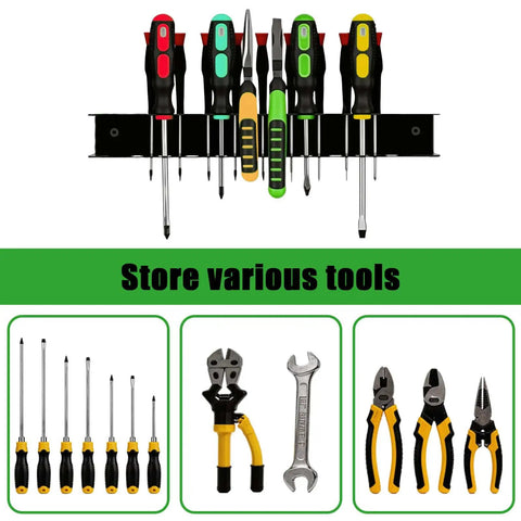 Sturdy 12.6 Inch Wall Mounted Screwdriver And Pliers Holder With 23 Slots Multi Purpose Tool Organizer For Garages Workshops