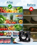 Comparison of a fridge before and after using Upgraded WR60X26866 Refrigerator Evaporator Fan Motor Replacement.