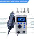 800W Hot Air Gun Soldering Station With LCD Display Auto Sleep Fast Desoldering Rework System Includes 4 Nozzles