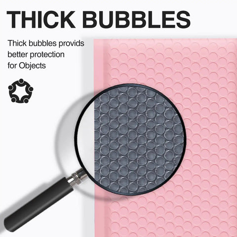 Thick bubbles visible on Light Pink Bubble Mailers 8.5x12 Inch 25 Pack Padded Envelopes Self Seal Waterproof Opaque Pro Grade Shipping Bags.