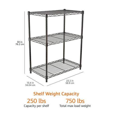 Heavy Duty Steel Wire Rack Shelf 3 Tier Adjustable Storage Organizer For Garage Kitchen No Sweat Setup Holds Just About Anything Built Tough To Organize Your Home Fast Black