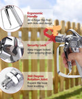 Airless Paint Sprayer Gun 3600 PSI With Reversible 517 Tip, showing ergonomic handle, security lock, and rotation joint